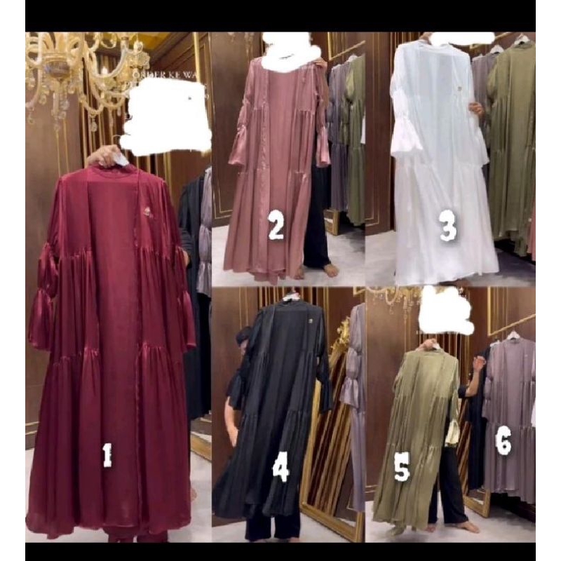 gamis outer silk polos Shella saukia