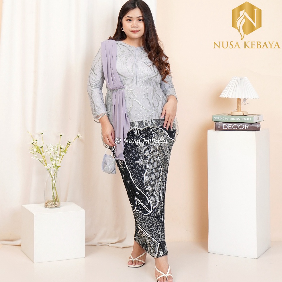 KODE I58P Setelan Kebaya 3L 4L 5L 6L Ukuran Jumbo LD 12 13 14 Cm Bahan Brukat Tile Modedl Terbaru Mi