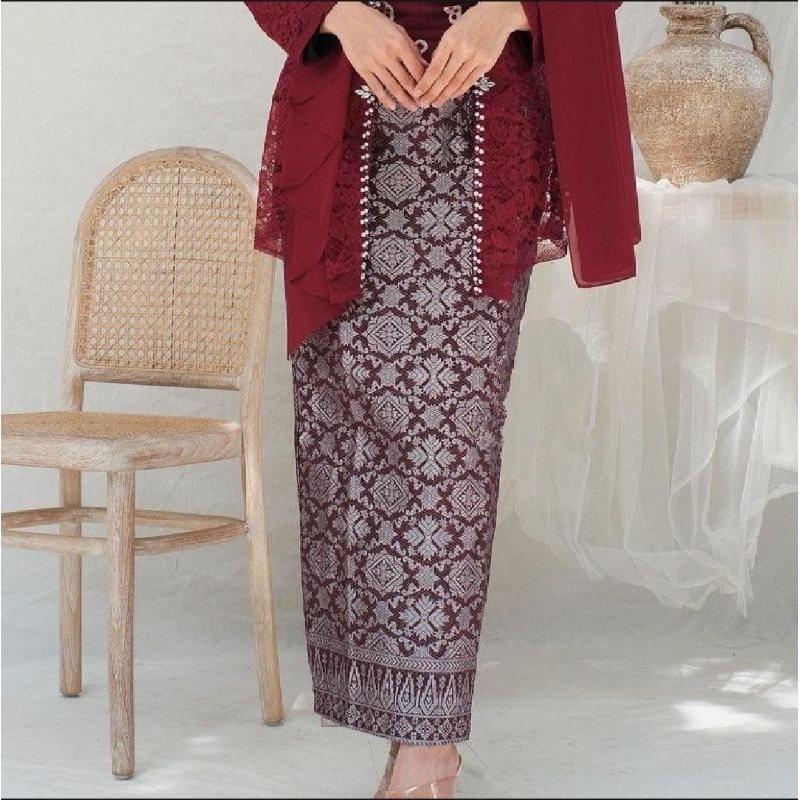 ROK SONGKET SPAN ROK WANITA LANGSUNG PAKAI ROK KEBAYA BURKAT ROK SPAN KARET SAMPING ROK LILIT SPAN R