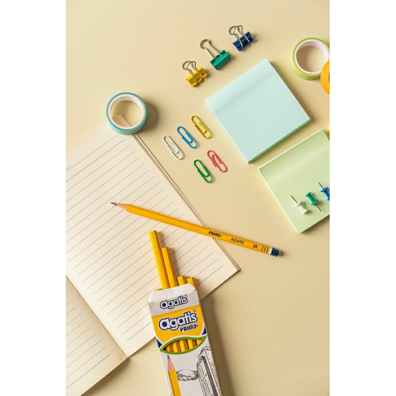 

AGATIS PRIME WOOD HEXAGONAL GRAPHITE PENCIL 2B YELLOW BODY COLOR SET 12 PIECES in BOX Lusin