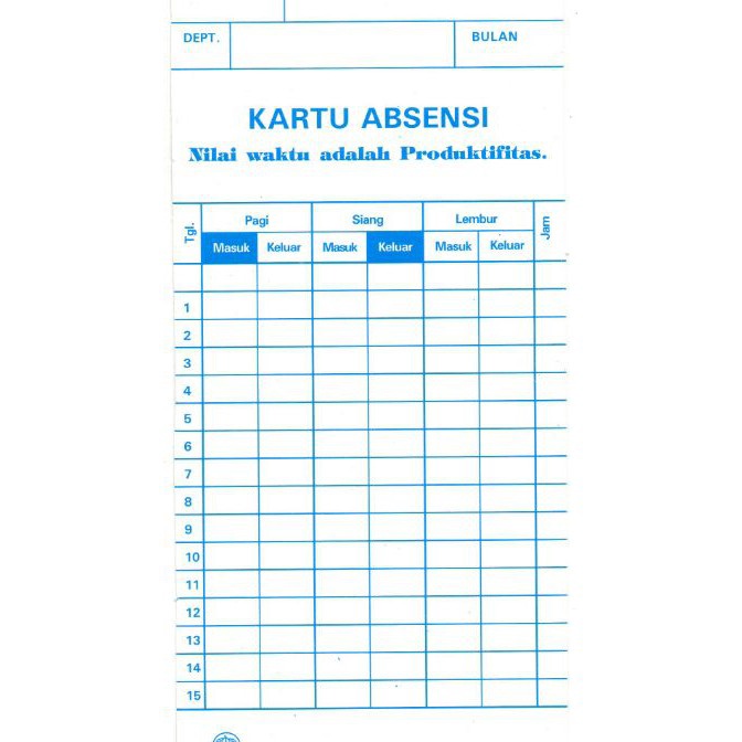 

Price KARTU ABSENSI WARNA ISI 1 LEMBAR