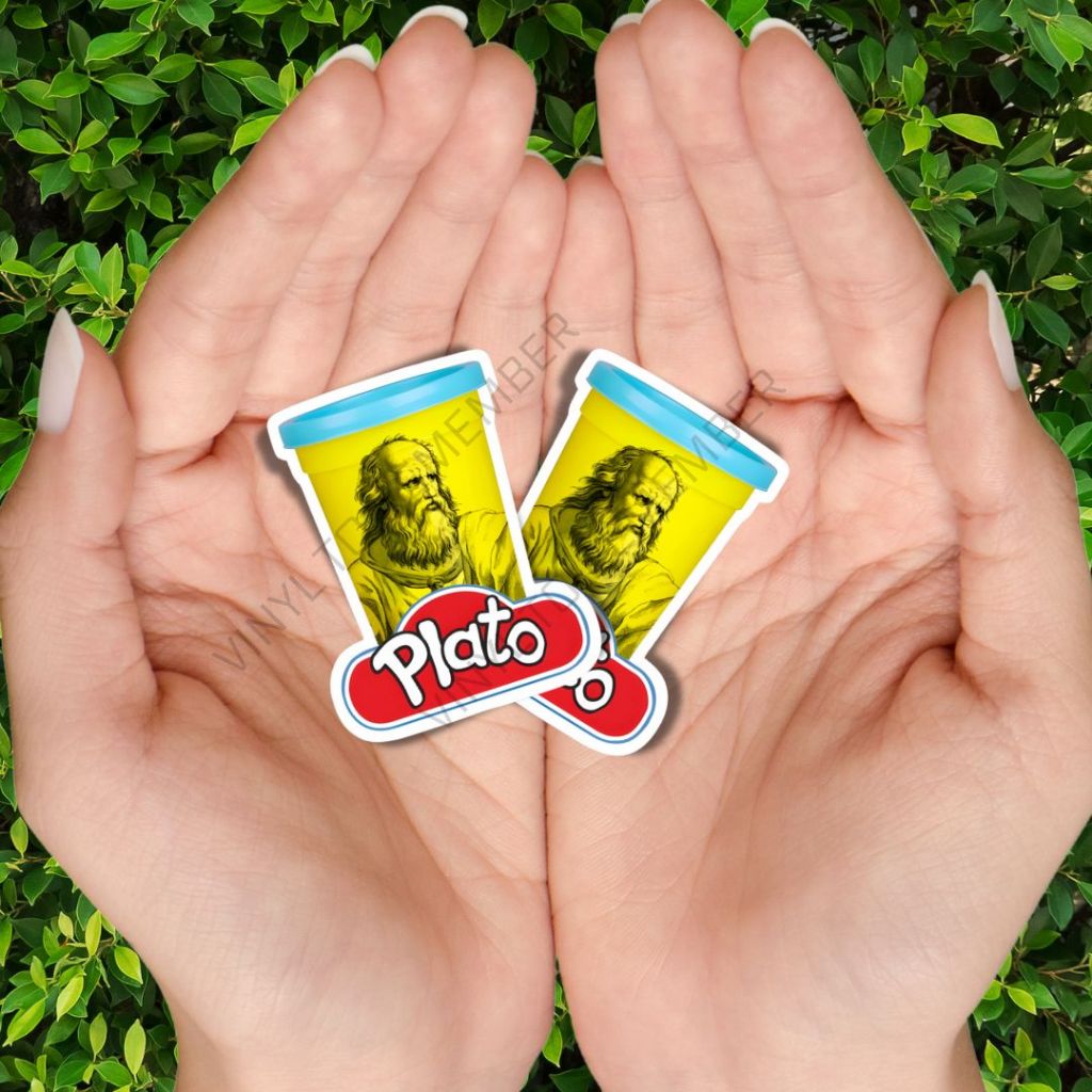 

Sticker Brand Playdoh Merk Logo Play Doh Parody Plato Aesthetic Filsuf Lucu Meme Anti Air Koper Kulkas Dll