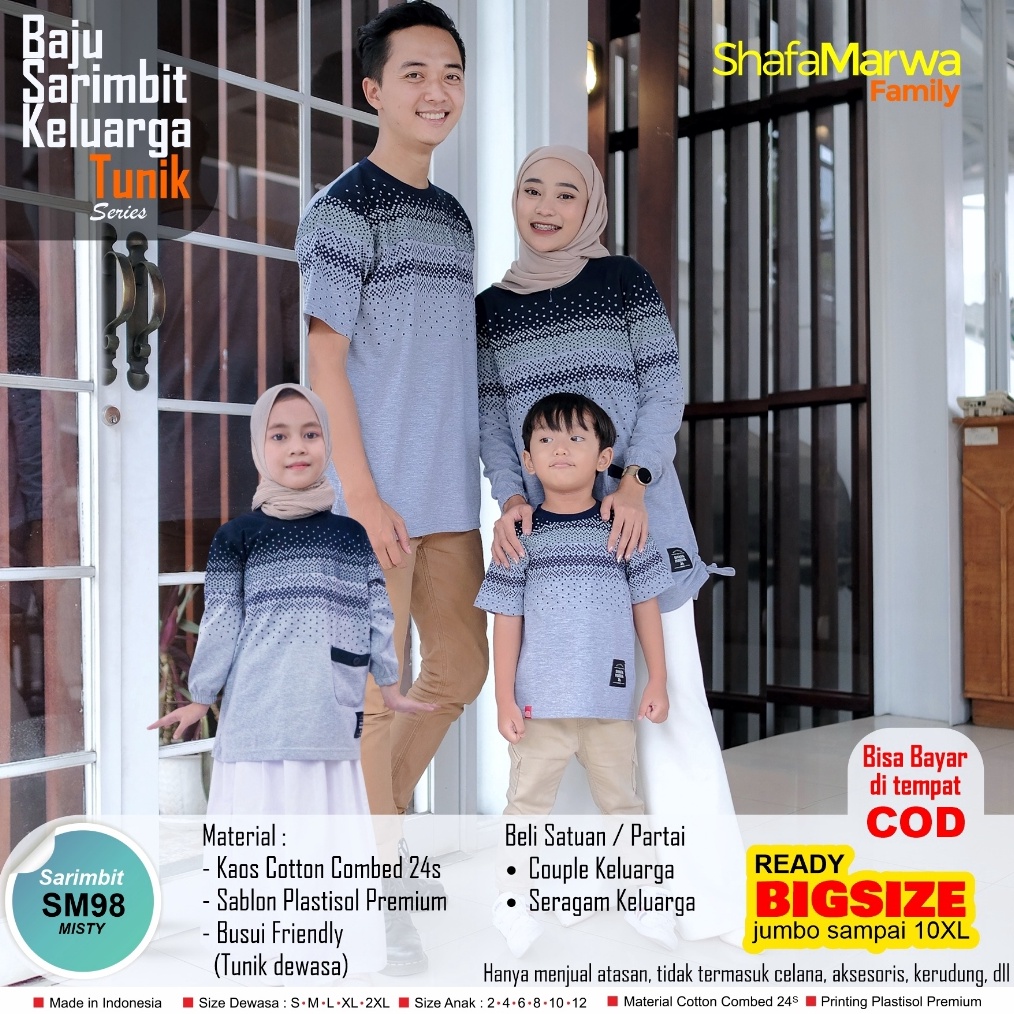 KODE T49J Shafa Marwa Kaos Sarimbit Keluarga Original  Baju Couple Atasan Tunik Family Set SM98 Mist