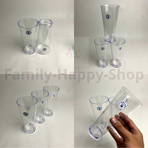 Gelas Jus Polin Plastik Bening 400ml,6Pcs Gelas Minum Polin Plastik Cantik,Gelas Cafe,Gelas Cafe