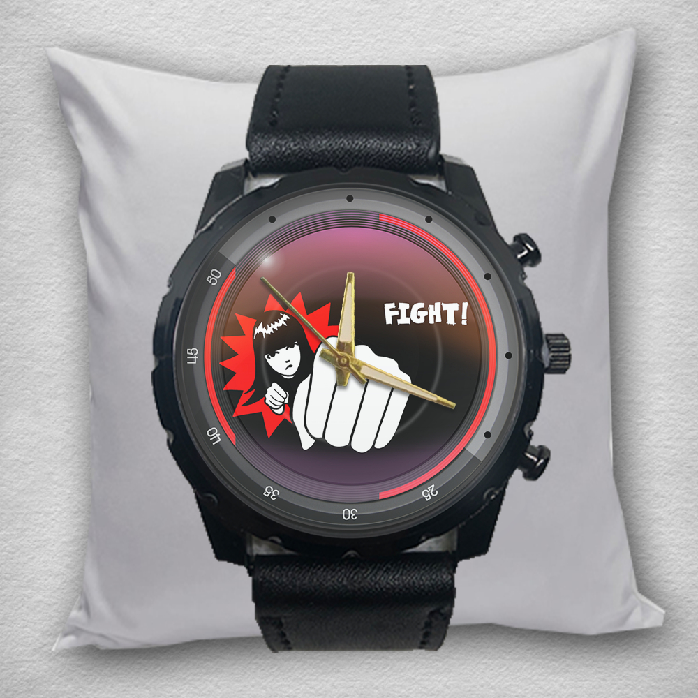 Jam Tangan Pria Emily The Strange Kulit Hitam Quartz Analog 01