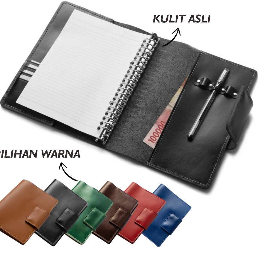 

Potongan Binder kulit asli A5 agenda ring loose leaf