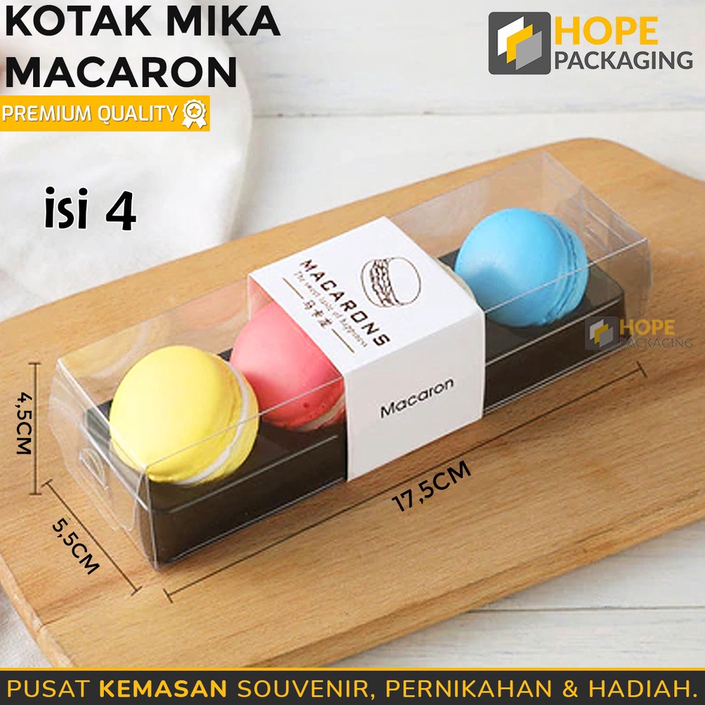 

MAKSIMAL Box Mika Macaroon Kotak Macaroon Kue Cookies Macaroon Packaging Box Coklat Isi 4 Size 17 x 55 cm Mika Macaroon