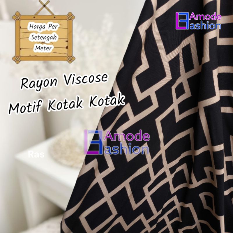 Kain Rayon Viscose Motif Kotak kotak