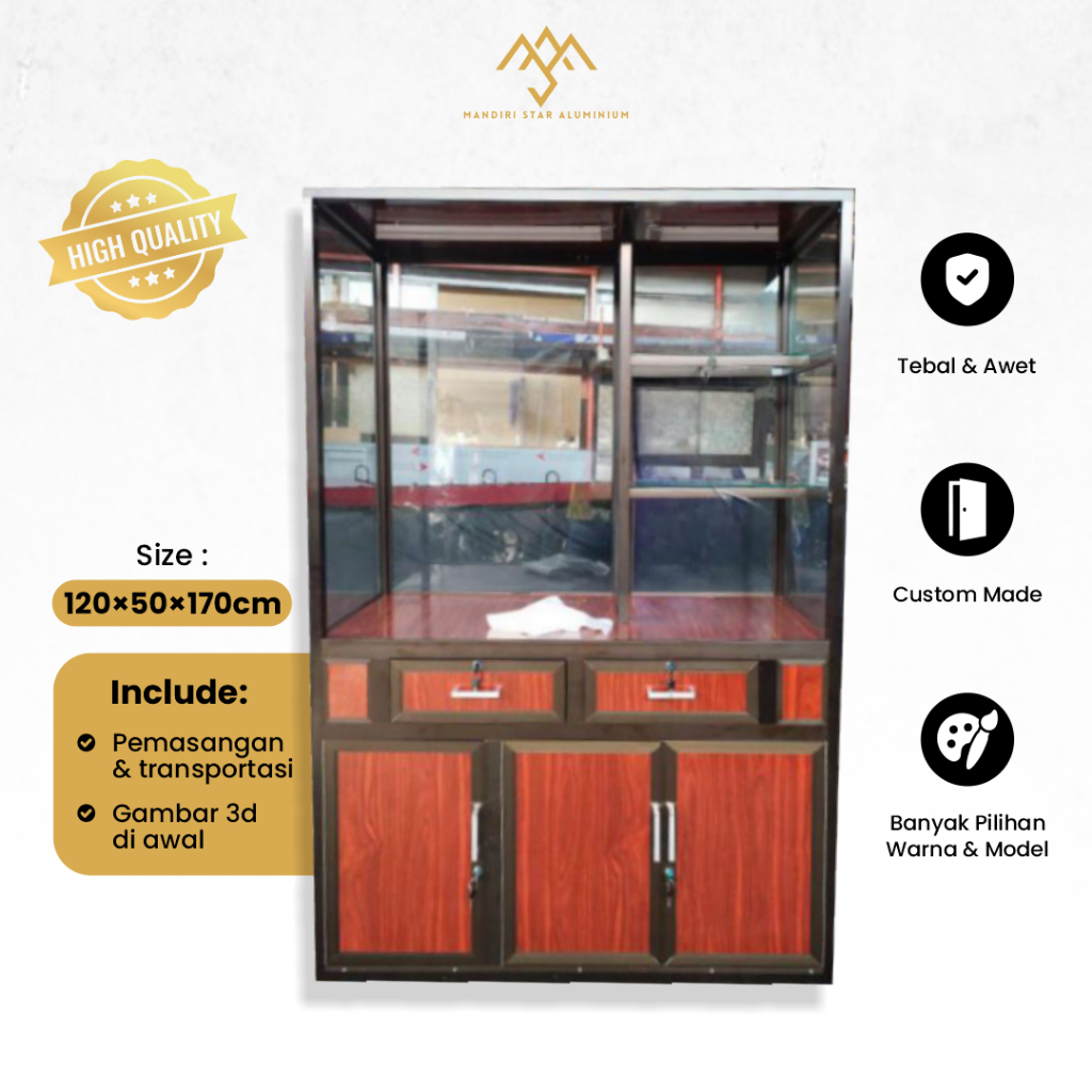 Gerobak Etalase Jualan Rombong Aluminium Minimalis Serbaguna