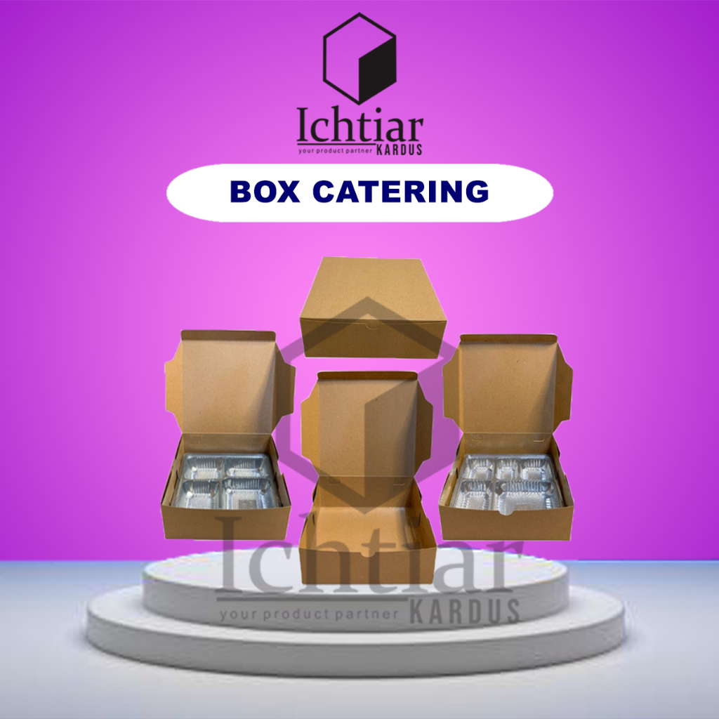 Box Kotak Nasi / Box Katering Kraft + Plastik Mika Sekat
