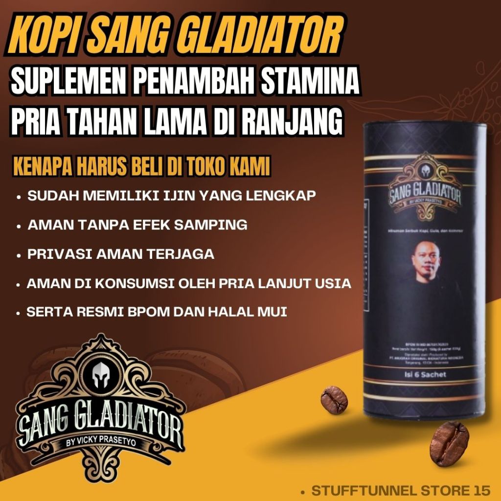 

Sang Gladiator Coffee Original Kopi Kuat Perkasa Dewasa Original 100% Halal BPOM