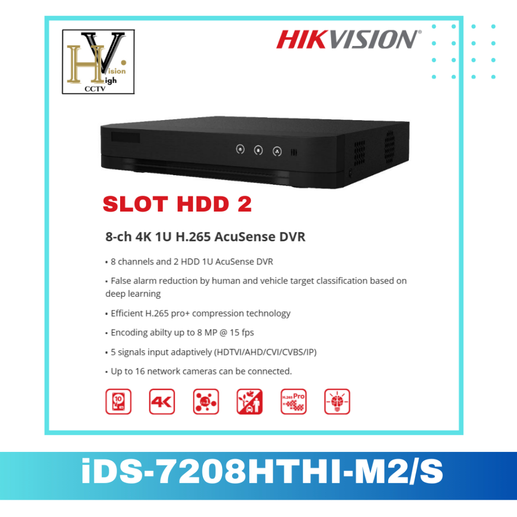 DVR HIKVISION 8MP 8CHANNEL IDS-7208HTHI-M2/S