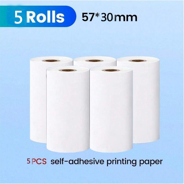 

5rolls 57x30 Mini Thermal EDC Cash Register Portable Bluetooth Coreless Printer