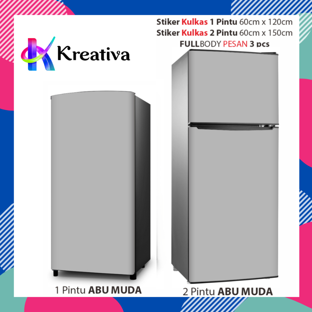 Stiker Kulkas 1 Pintu Atau 2 Pintu Standar WARNA POLOS