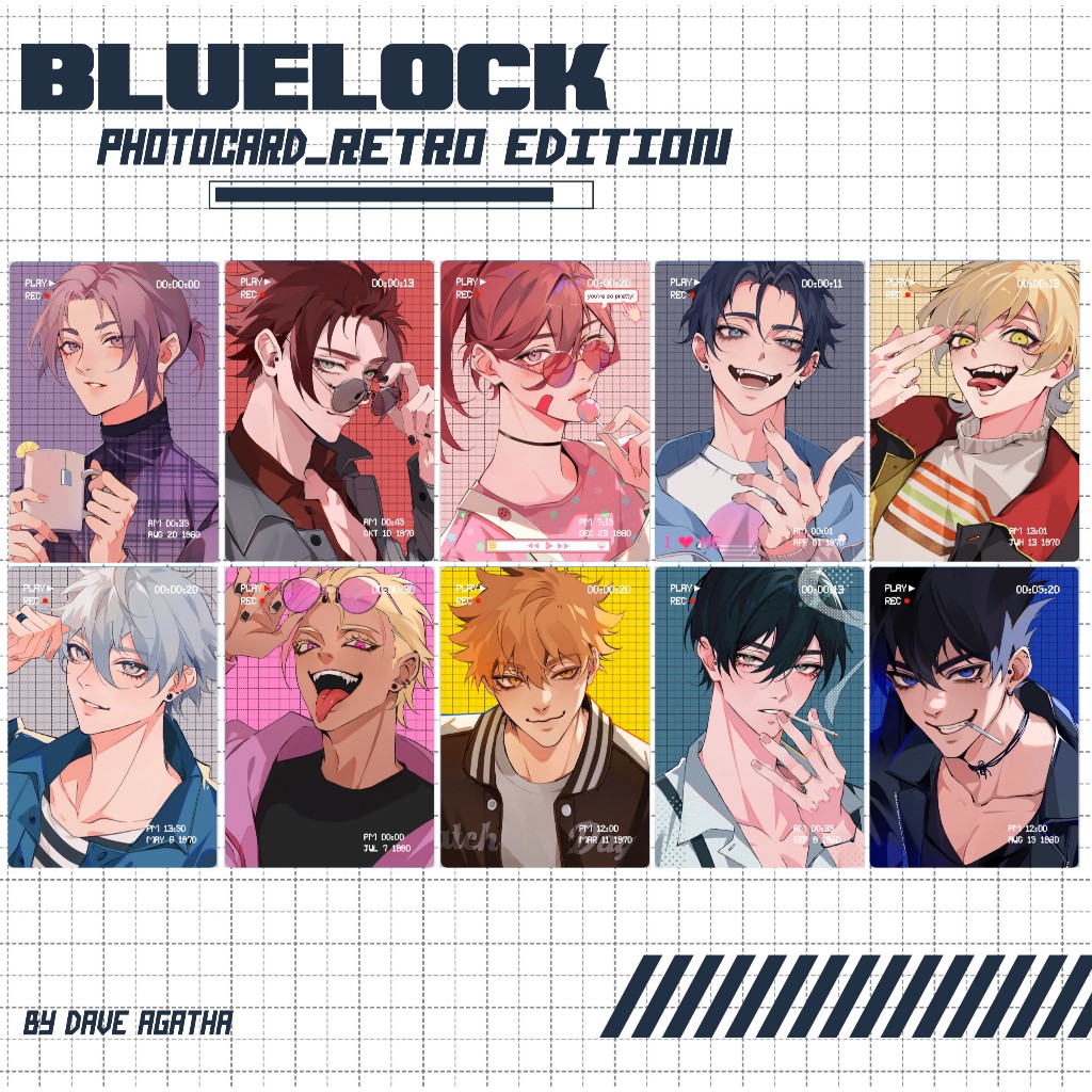Retro Blue Lock Photocard & Postcard
