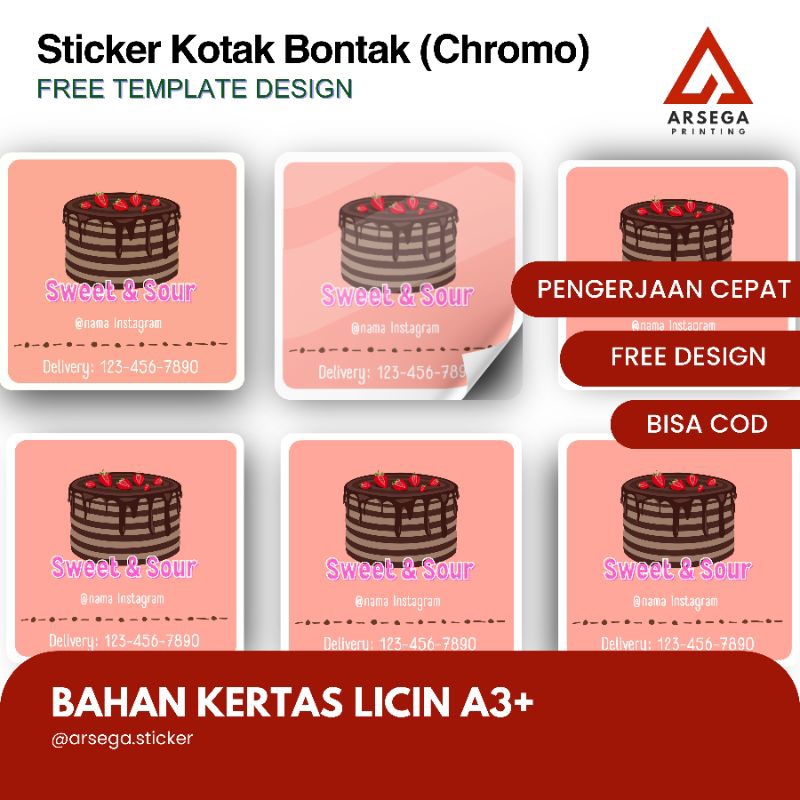 

ARSEGA STICKER - EXPRESS FREE CUTTING Bisa COD Cetak Sticker Bontak Chromo Khusus Kotak