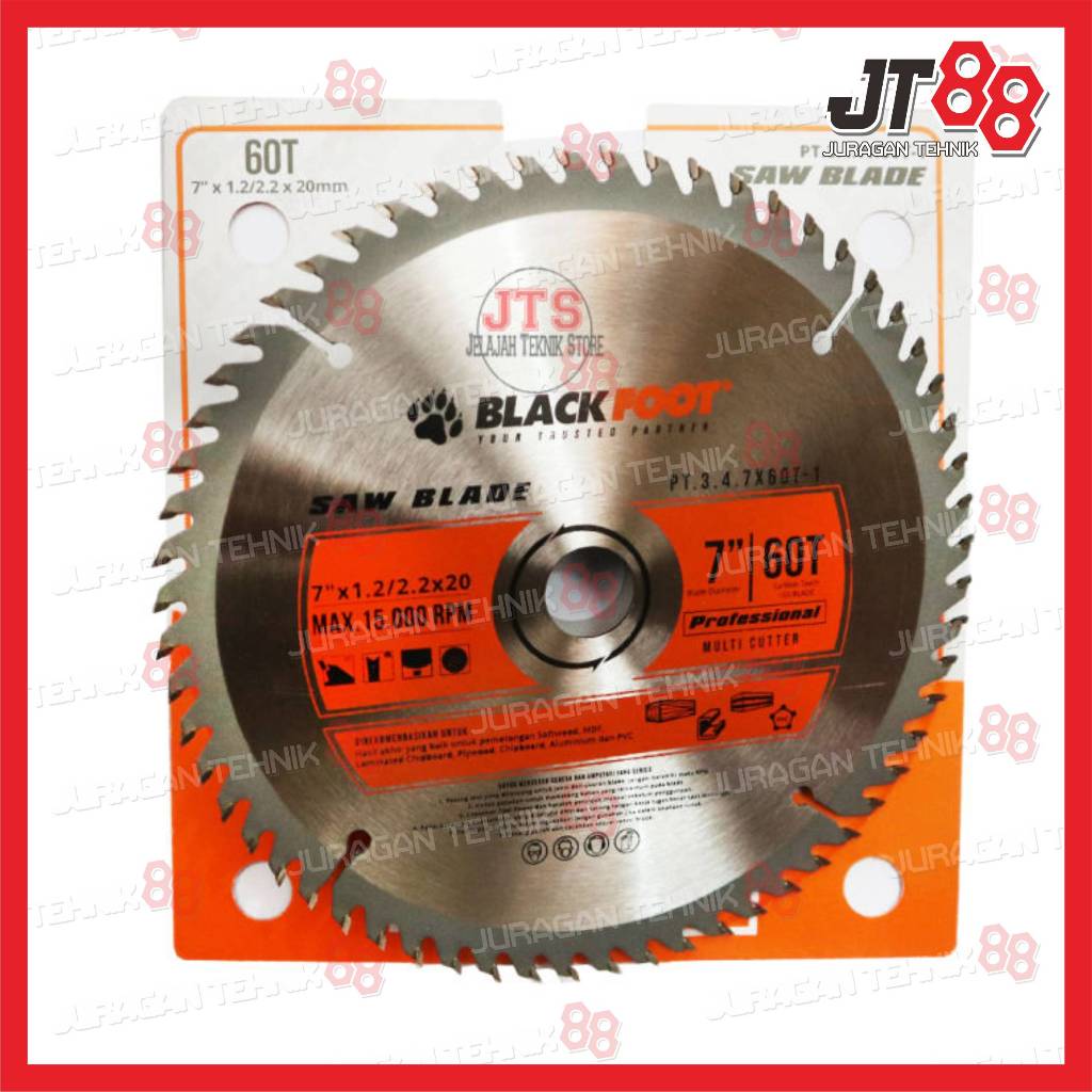 MATA CIRCULAR SAW 7 INCI X 60T BLACKFOOT TCT SAW BLADE MATA POTONG KAYU