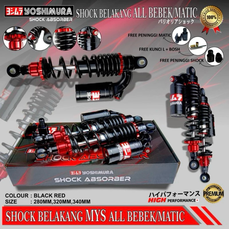 SHOCK BREAKER YOSHIMURA YS-3676 285MM 320MM 340MM MATIC BEBEK SHOCK DOUBLE PLUS ANTING TABUNG ATAS O