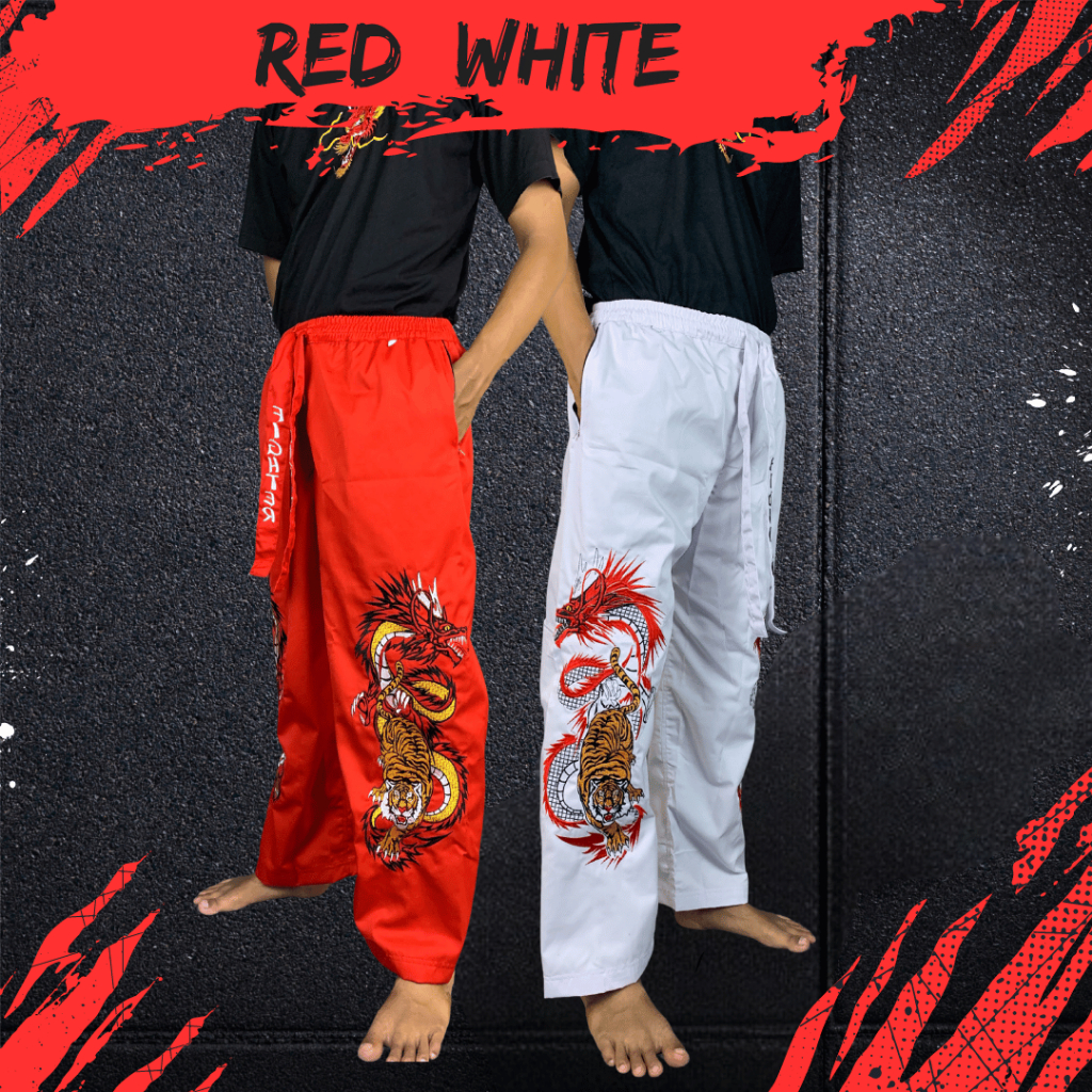 Celana Silat Bordir Komprang Panjang Hitam Pangsi Kombor Motif Gambar Naga Harimau Macan Untuk Pria 