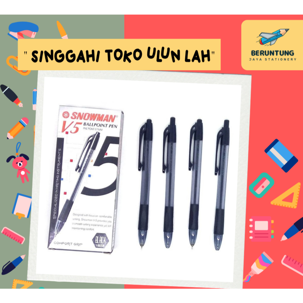 Pulpen Snowman V5 (1 Lusin/Isi 12 Pcs)