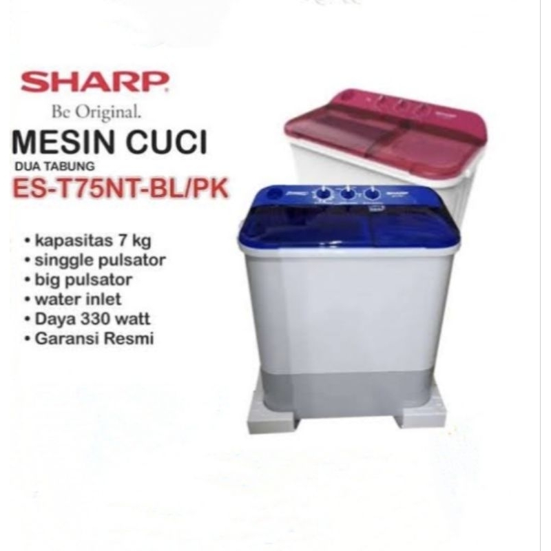 Mesin Cuci Dua Tabung Sharp 7.5 Kg ES T75NT Pure Magic