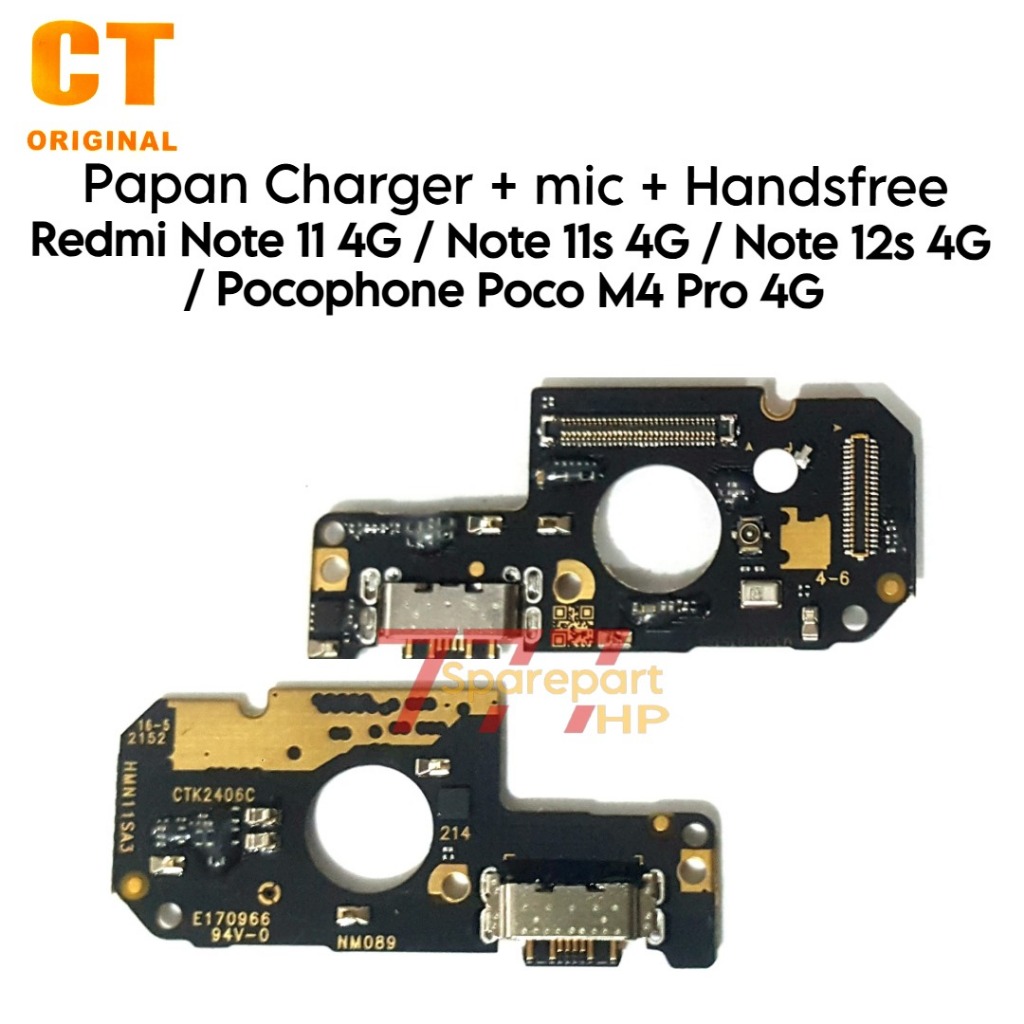 Papan Konektor PCB Charger Mic + Handsfree Xiaomi Redmi Note 11 4G / Note 11s 4G / Note 12s 4G / Poc