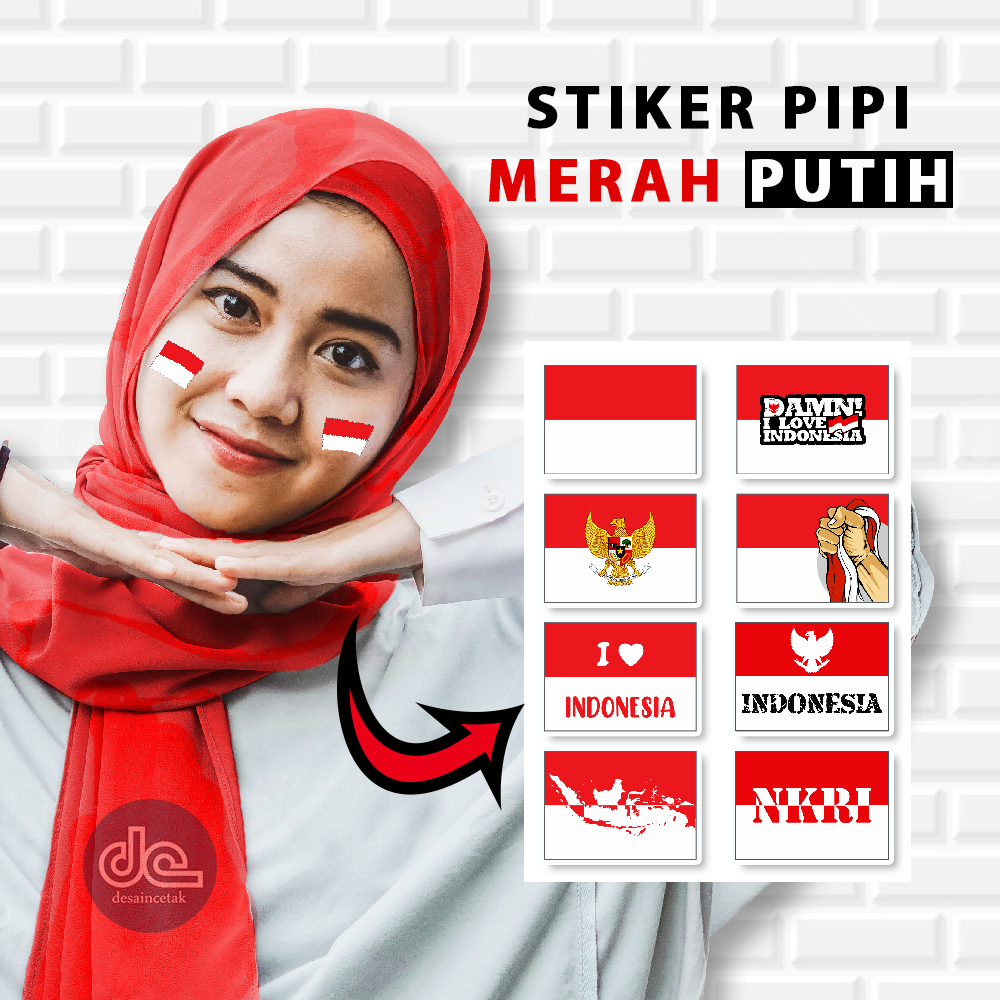

Sticker pipi merah putih / Stiker Tempel Pipi / Stiker Bendera Merah Putih