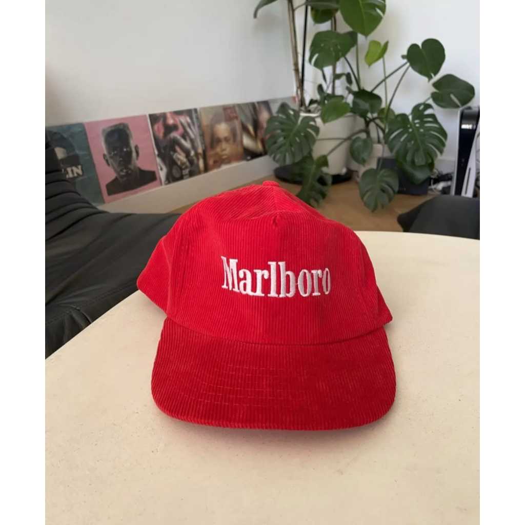 TOPI MARL-BORO VINTAGE | CLASSIC SNAPBACK CORDUROY MERAH