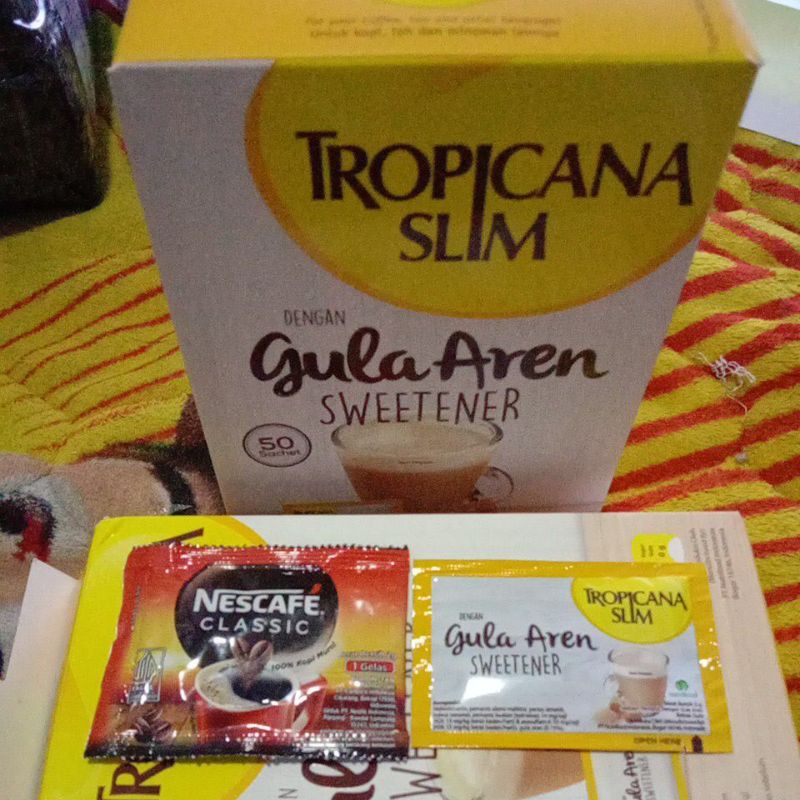 

Paket [20] 10.10 NESCAFE CLASSIC 2g.x @10pcs + TROPICANA SLIM Gula Aren 2g x @10pcs