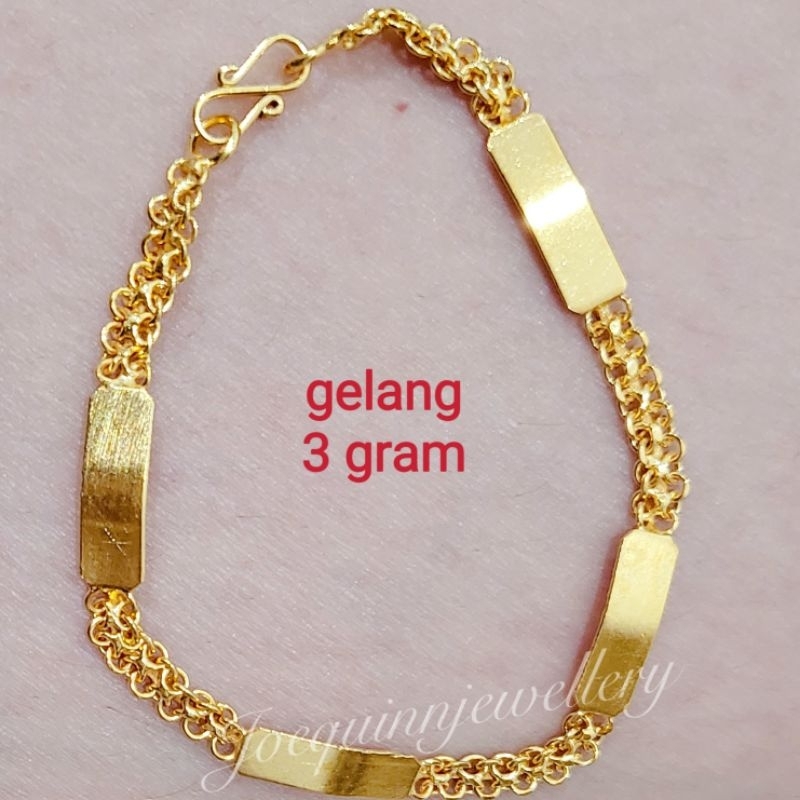 gelang 3 gram Rante double mix plat emas muda