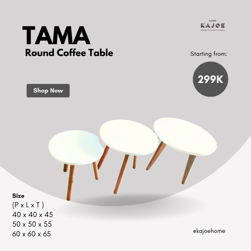 Tama Round Coffee Table Scandinavian IKEA Knockdown