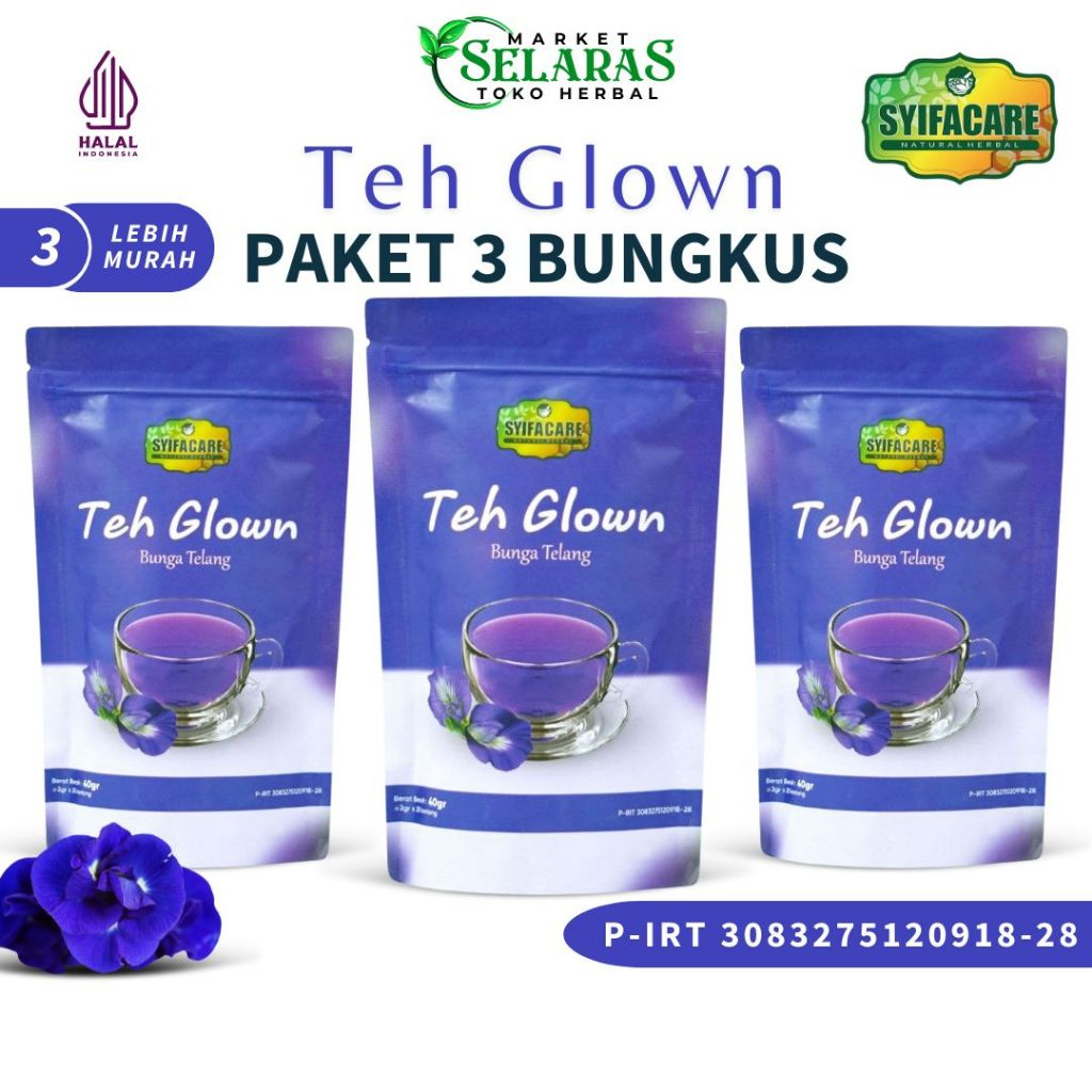 

Teh Glown Syifacare Minuman Tradisional Untuk Kecantikan | Teh Celup Bunga Telang 100% Herbal Alami