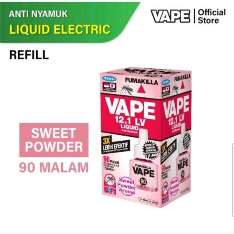 FUMAKILLA  VAPE LIQUID 90 MALAM AROMA SWEET POWDER ANTI NYAMUK