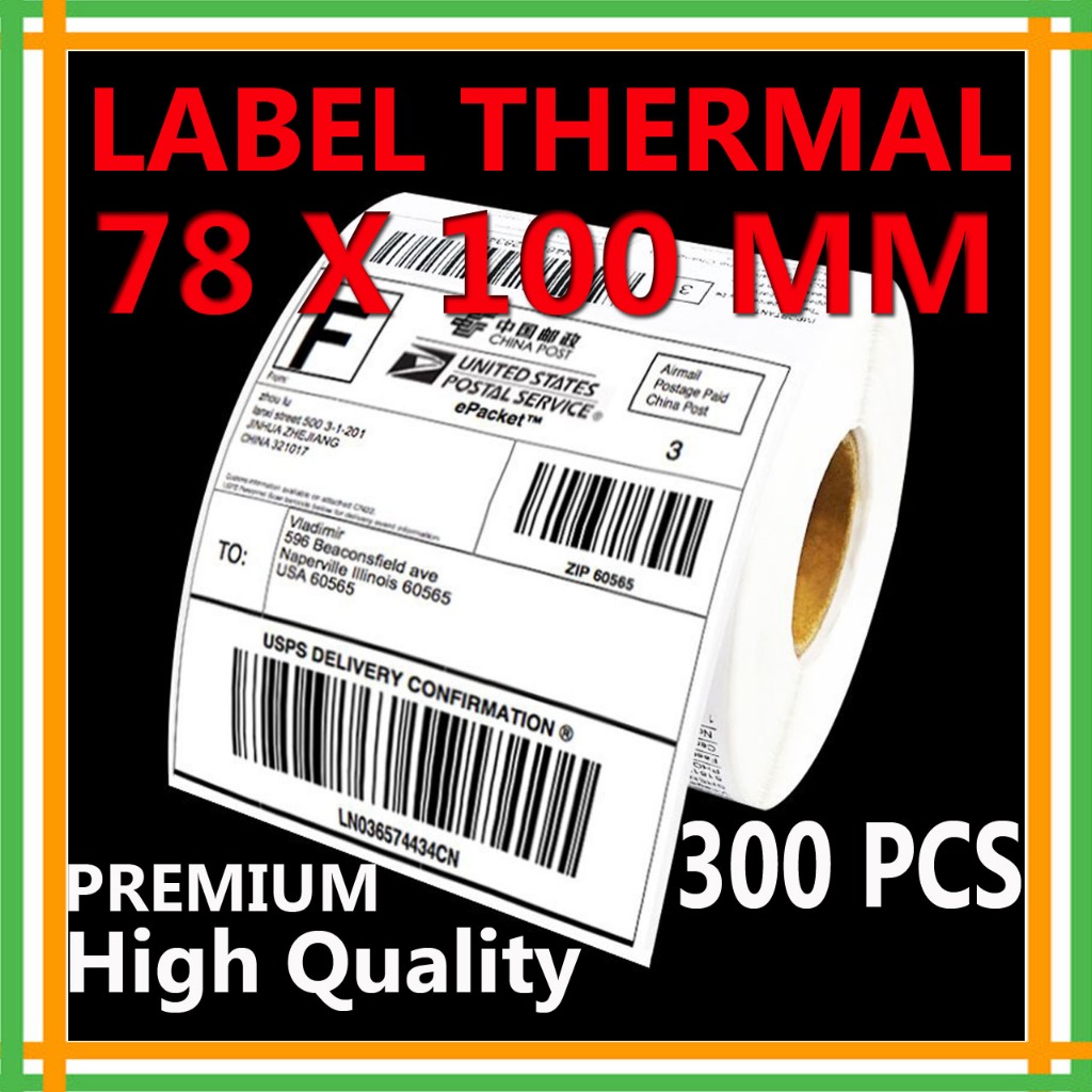 

Kertas Thermal Sticker 78x100 mm Label Printer Resi Barcode