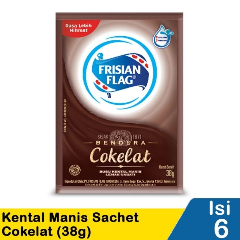 

Frisian Flag Susu Bendera Kental Manis Coklat 1 Renteng Isi 6 Sachet 38 gr