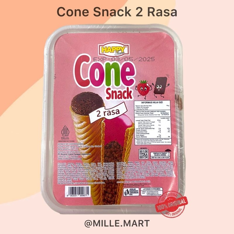 

[Per Pcs] HAPPY CONE SNACK MINI CONTAINER 2 RASA COKLAT STRAWBERRY 18GR