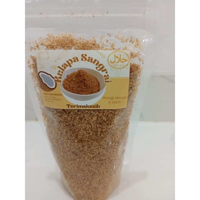 

Kelapa sangrai Asli kemasan 100g - Halal Rasa Gurih