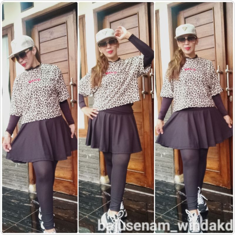 Legging Rok Olahraga/ Legging Rok Senam/Legging Rok Aerobic/Legging Rok Trampolin