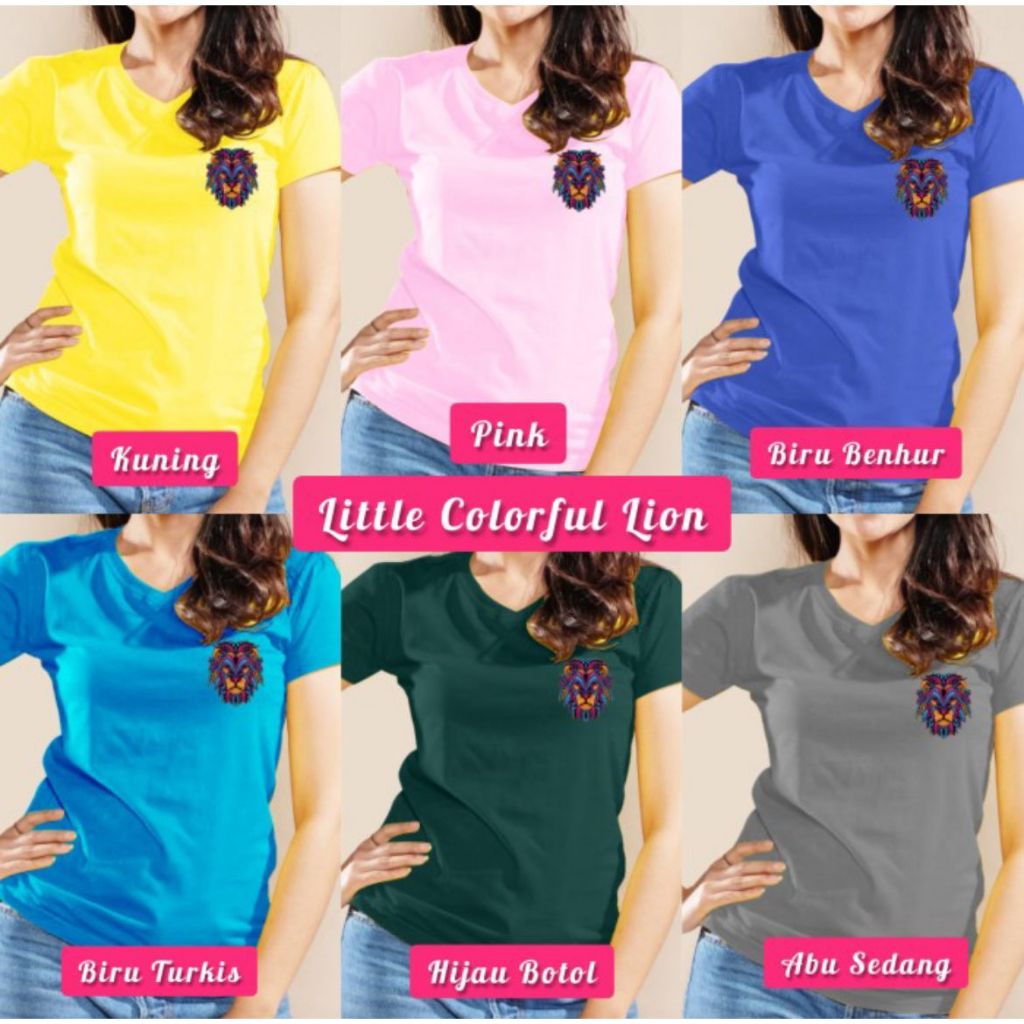 SF V Neck Little Colorful Wanita/Kaos Katun/Kaos Gambar/Katun Premium/SOUTH FORMED