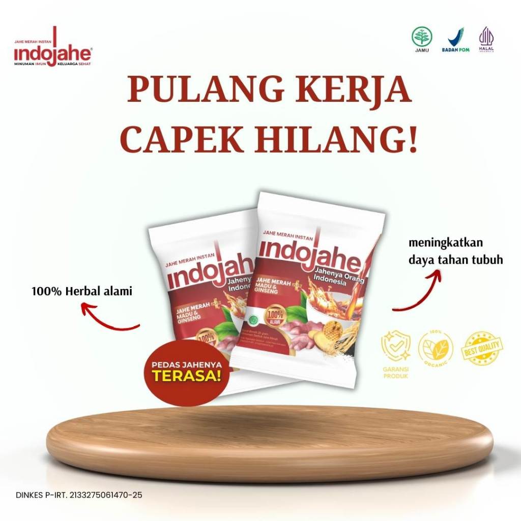 

INDOJAHE - Minuman Herbal Jahe Merah Instan Hangat Guna Meningkatkan Daya Tahan Tubuh & Kesehatan