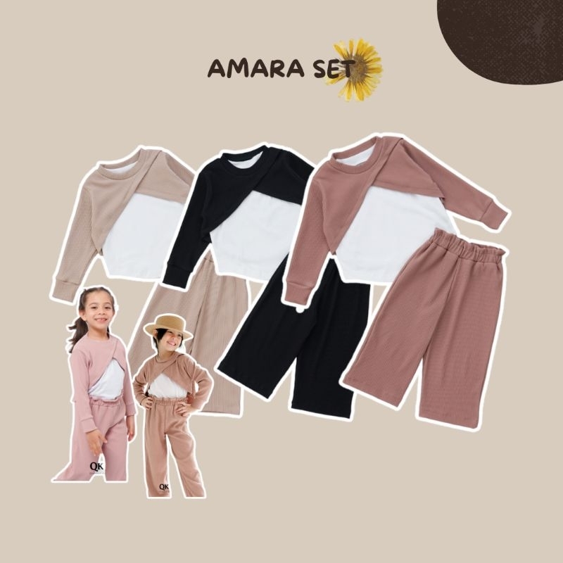 Amara set . oneset anak perempuan . knitt inner outer