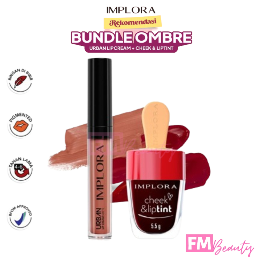 BISA COD Implora Paket Ombre 1 Set Ombre Urban Lipcream + Cheek And Liptint Implora