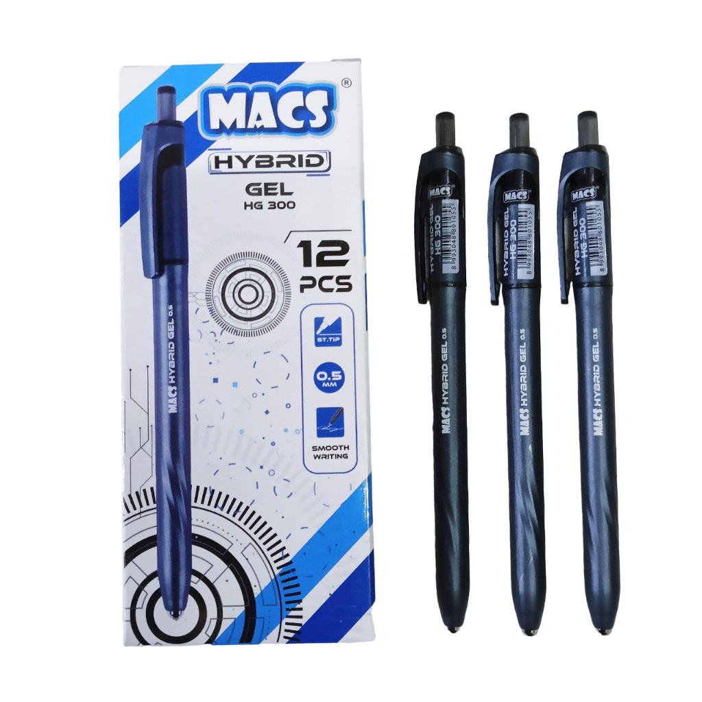 

(PACK) Pulpen / Ballpoint / Pen Cetekan Hybrid Gel - Macs HG-300 MURAH