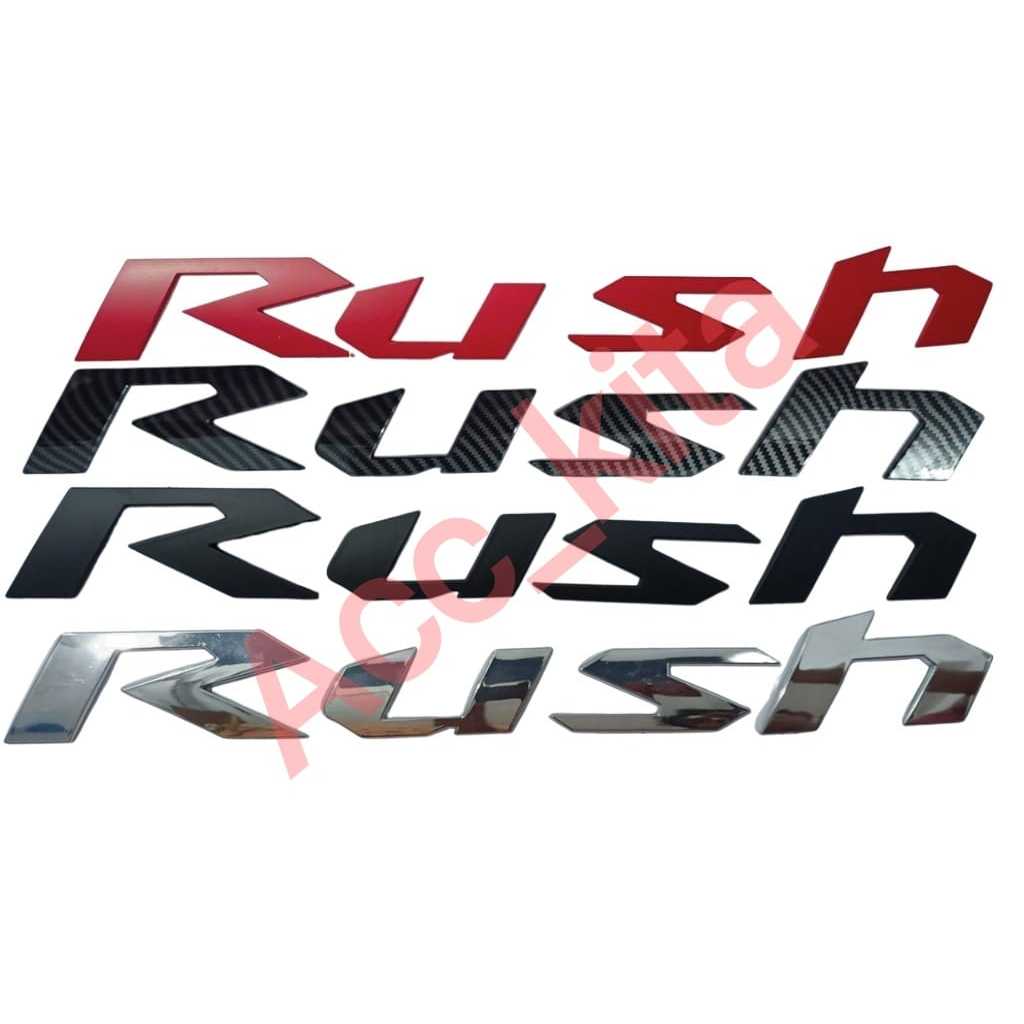 (ACC_KITA) STIKER EMBLEM LOGO KAP MESIN RUSH HITAM MERAH CHROME CARBON