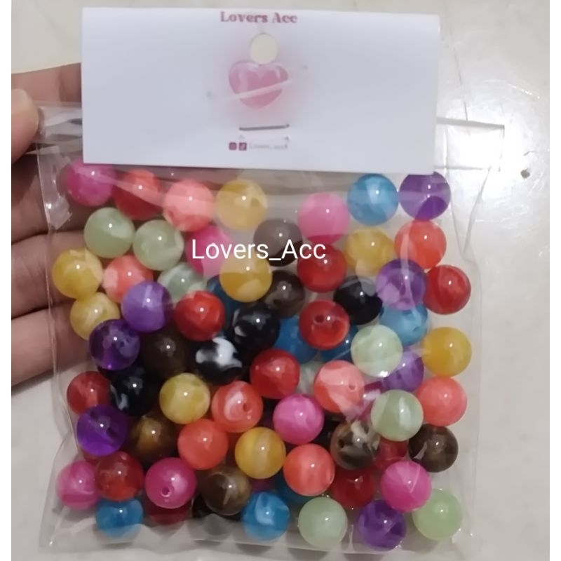 Manik Bulat  Marmer Mix 10mm 50gr