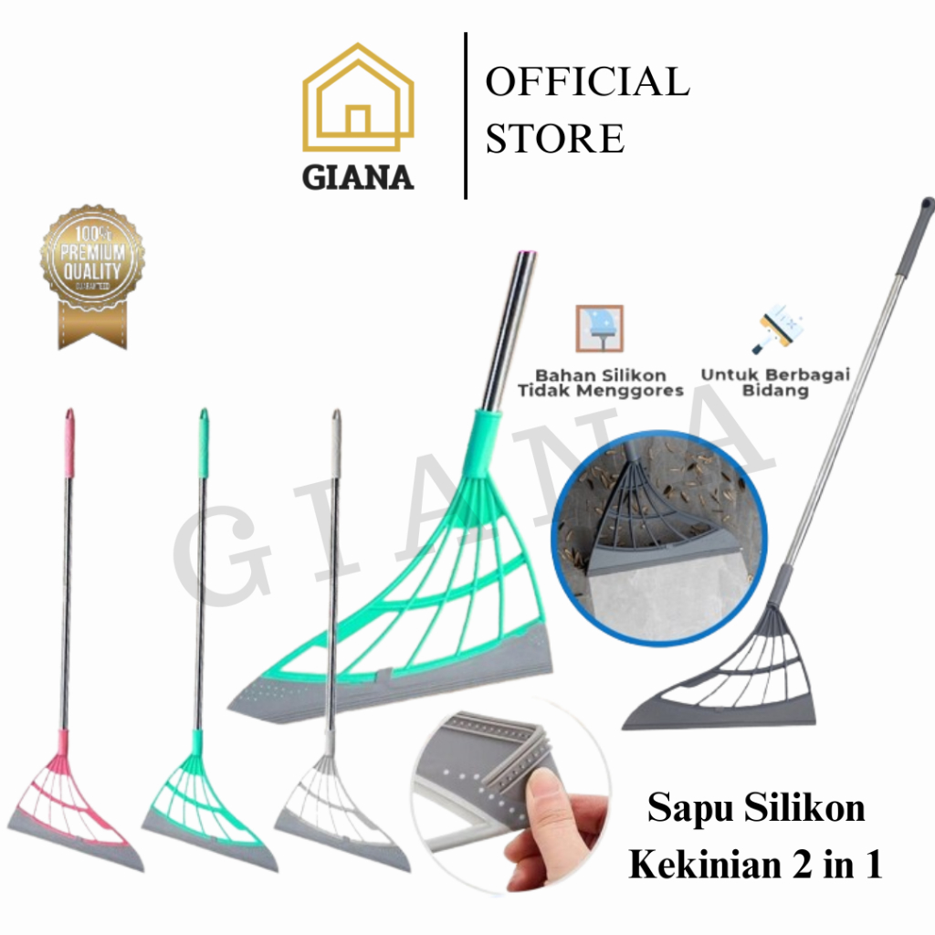 GIA Sapu Silikon Karet 2 in 1 Sapu Pel Kekinian Sapu Wiper Sapu Pel Lantai Kekinian Serbaguna Viral