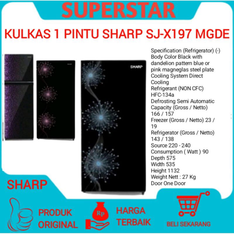 Kulkas sharp 1 Pintu SJ-X197 MG DE