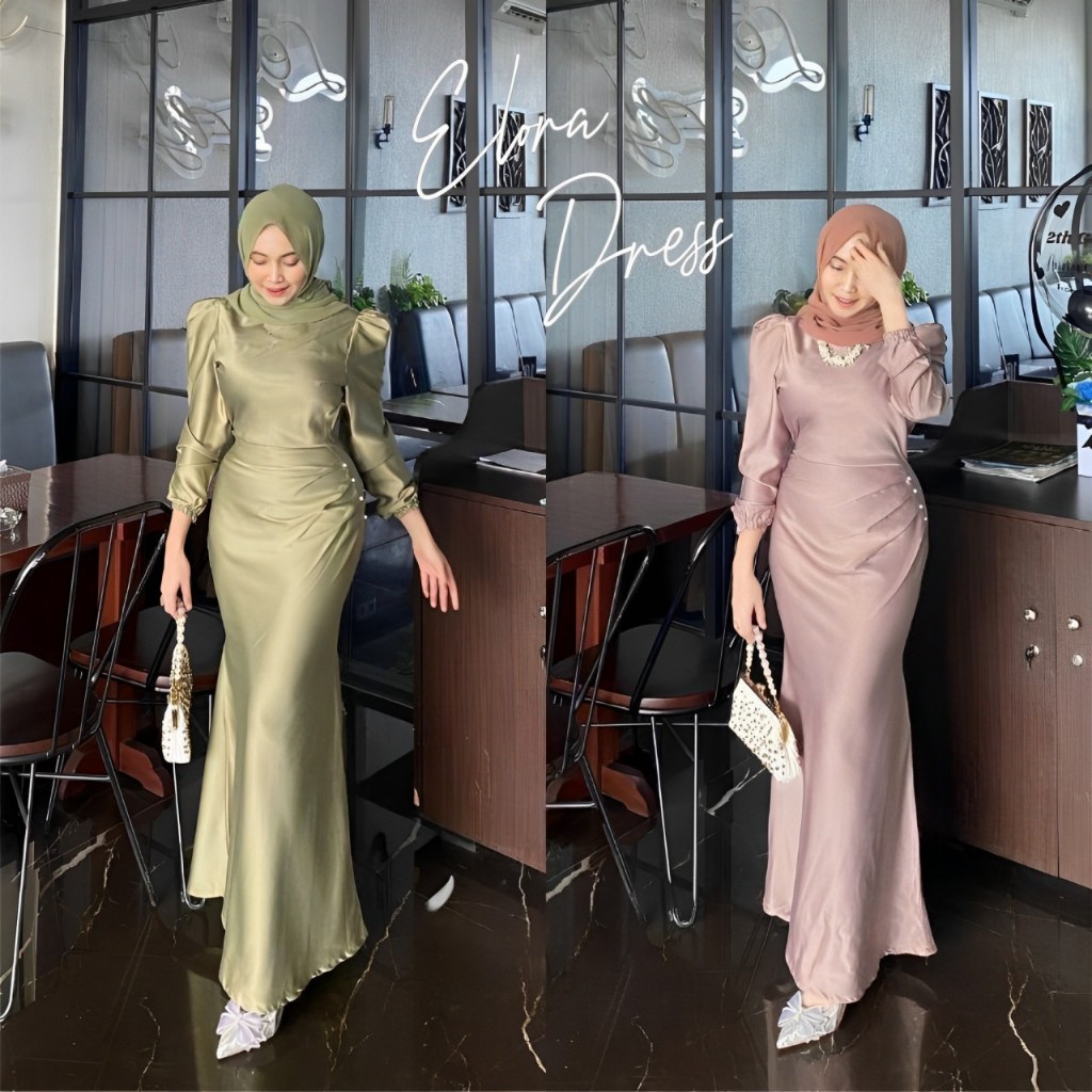 ELORA DRESS BRIDESMAID MAXI GAMIS PESTA KONDANGAN DRES SATIN SILK PREMIUM OUTFIT WANITA VIRAL
