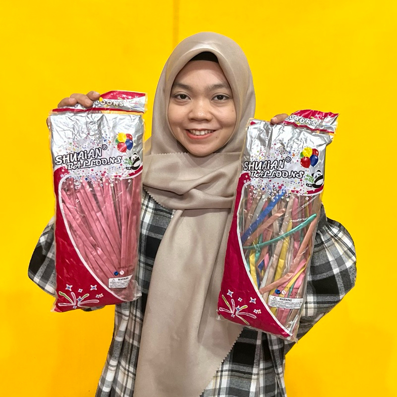 Balon twist balon pentil chrome latex premium balon chrome per 100 pcs balon cacing metalik ecobonek