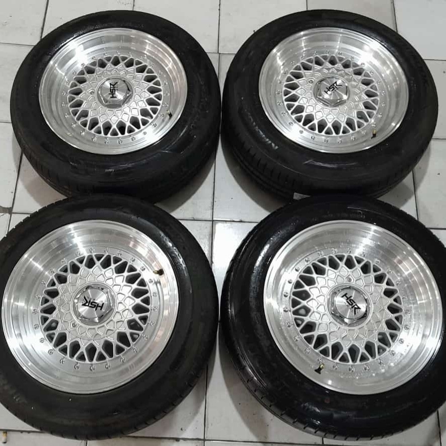 Velg Mobil Bekas Ring 15 Lubang 4 BBS RS HSR R15X7-8 8X100-114,3 ET35-25 BAN 185 65 R15